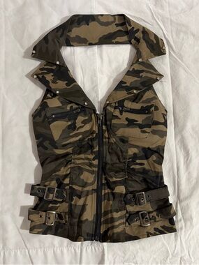 Y2K Camo Zipper Utility Vest